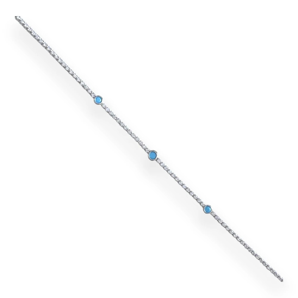 Minimal Mavi Yuvarlak Toplu Taşlı Bileklik